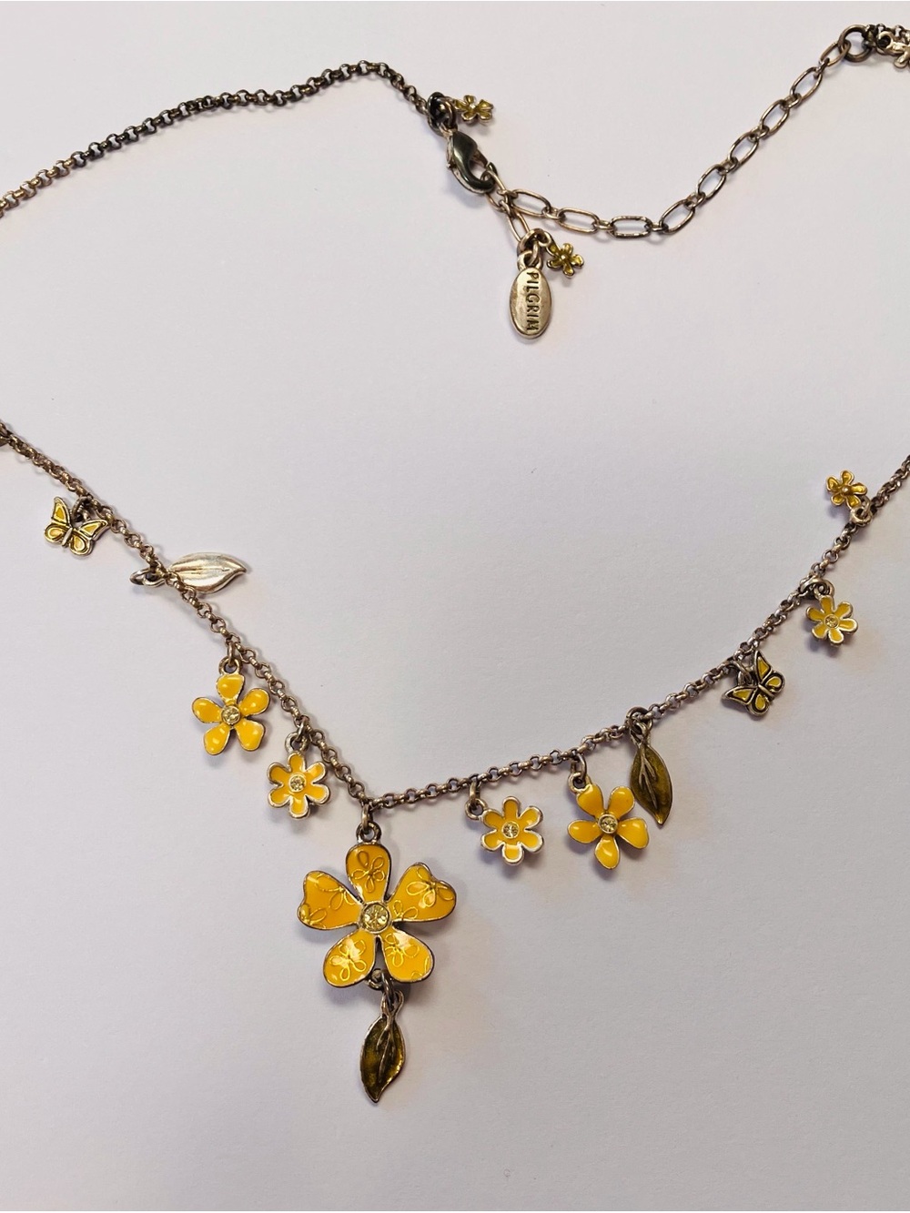 Pilgrim Gold Chain Necklace with Yellow Floral Charms